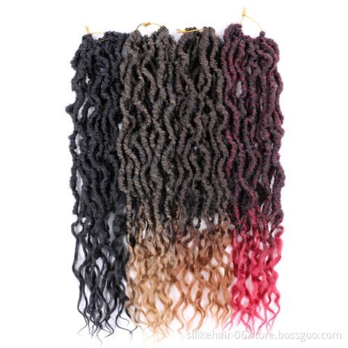 Faux Locs Crochet Wavy Hair Goddess Faux Locs Crochet Hair with Curly Ends 24inch Synthetic Goddess Locs Hair Extensions